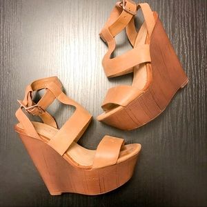 ALDO Cognac Leather Wedge